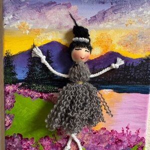 Handmade Doll Art with Gray Dress